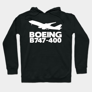 Boeing B747-400 Silhouette Print (White) Hoodie